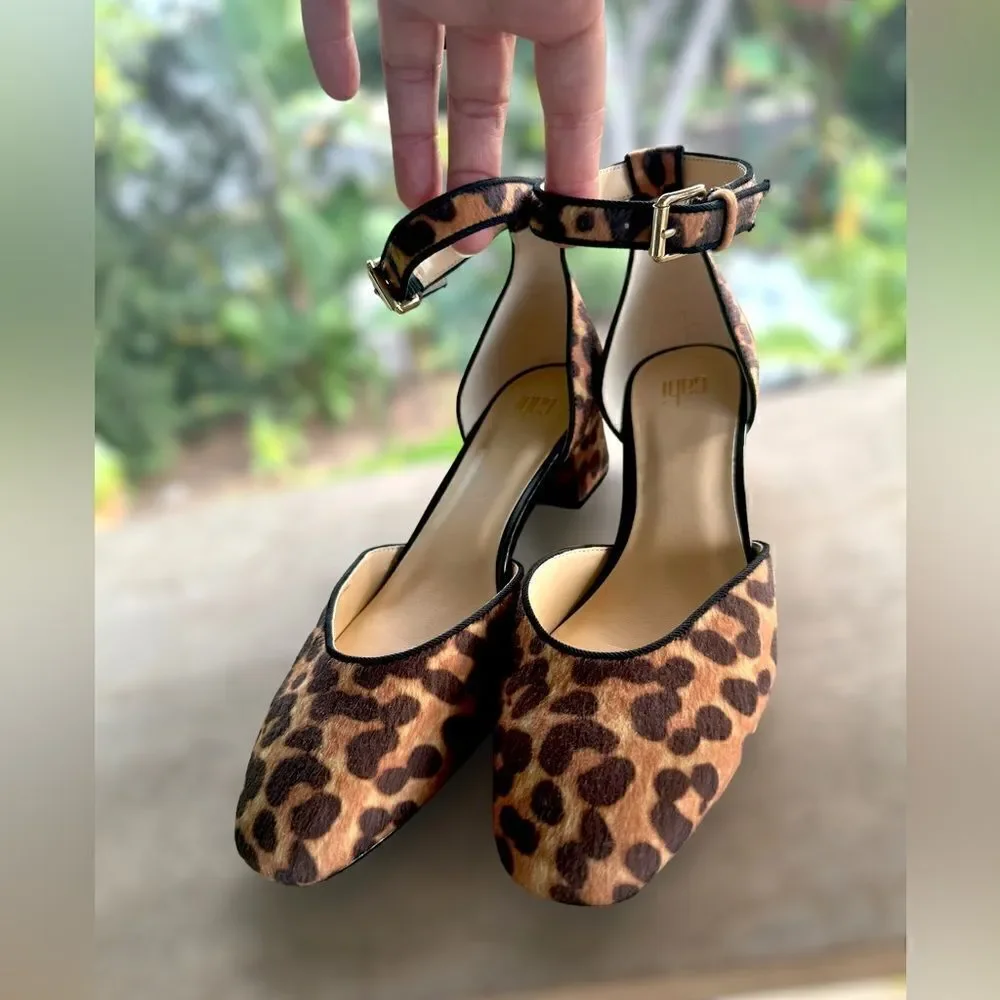CAbi Kiki Leopard Cheetah Print Ankle Strap Heels Size 8